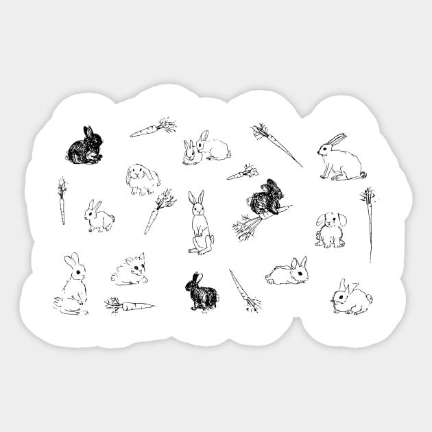 Bunnies & Carrots Sticker by BiblioartsbyEmma